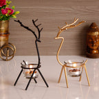 Deer Shaped Metal Tea Light Holder (Set of 2)