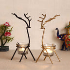 Deer Shaped Metal Tea Light Holder (Set of 2)