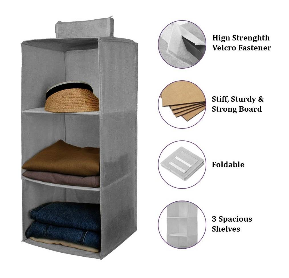 Hanging Wardrobe Organizer- 3 Shelves