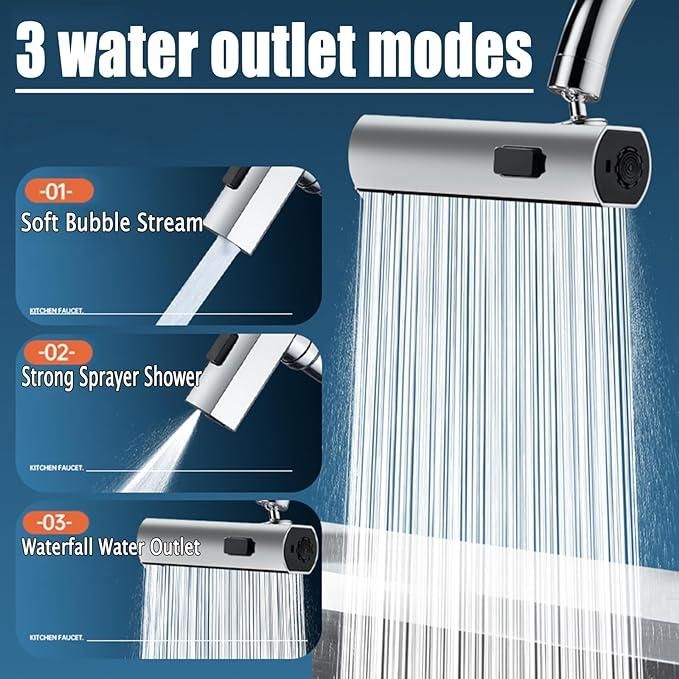 3 in 1 360 degrees Waterfall Kitchen Faucet For Sink